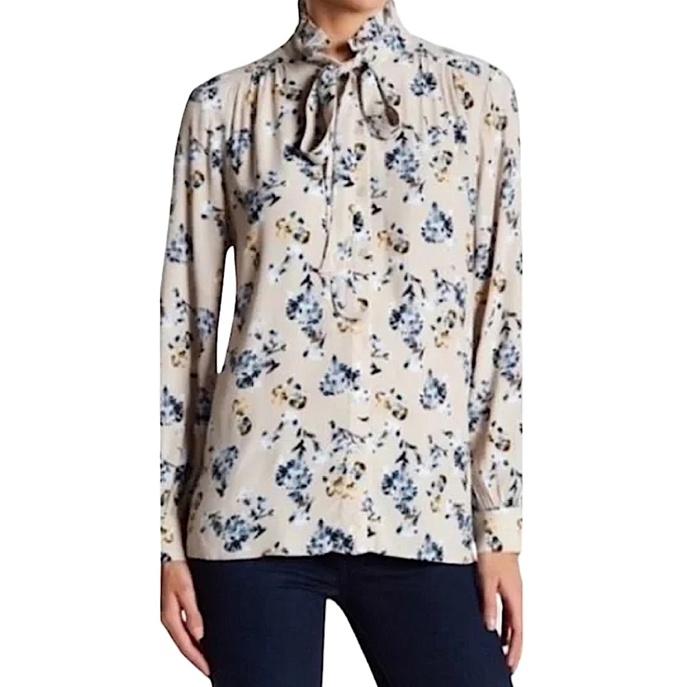 RO + DE: Women's Floral Long Sleeve Button Up Blouse Top Size Small